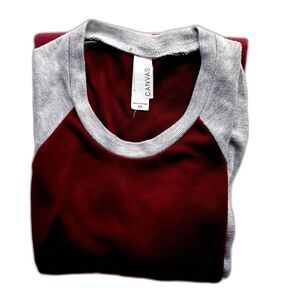 Canvass Maroon Grey LS Pullover Top XS TP
